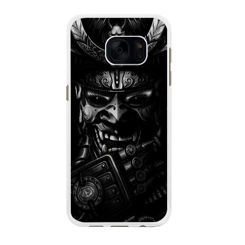 Dark Samurai Smile Mask Samsung Galaxy S7 Edge Case-Rubber / White (2D Case)-Xtracase