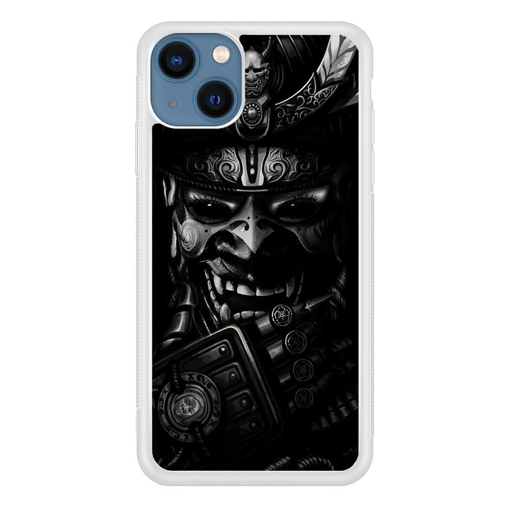 Dark Samurai Smile Mask iPhone 13 Pro Case-Rubber / White (2D Case)-Xtracase