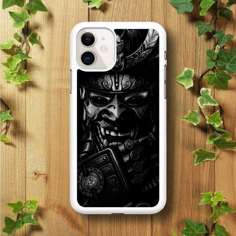 Dark Samurai Smile Mask iPhone 11 Case-Rubber / White (2D Case)-Xtracase