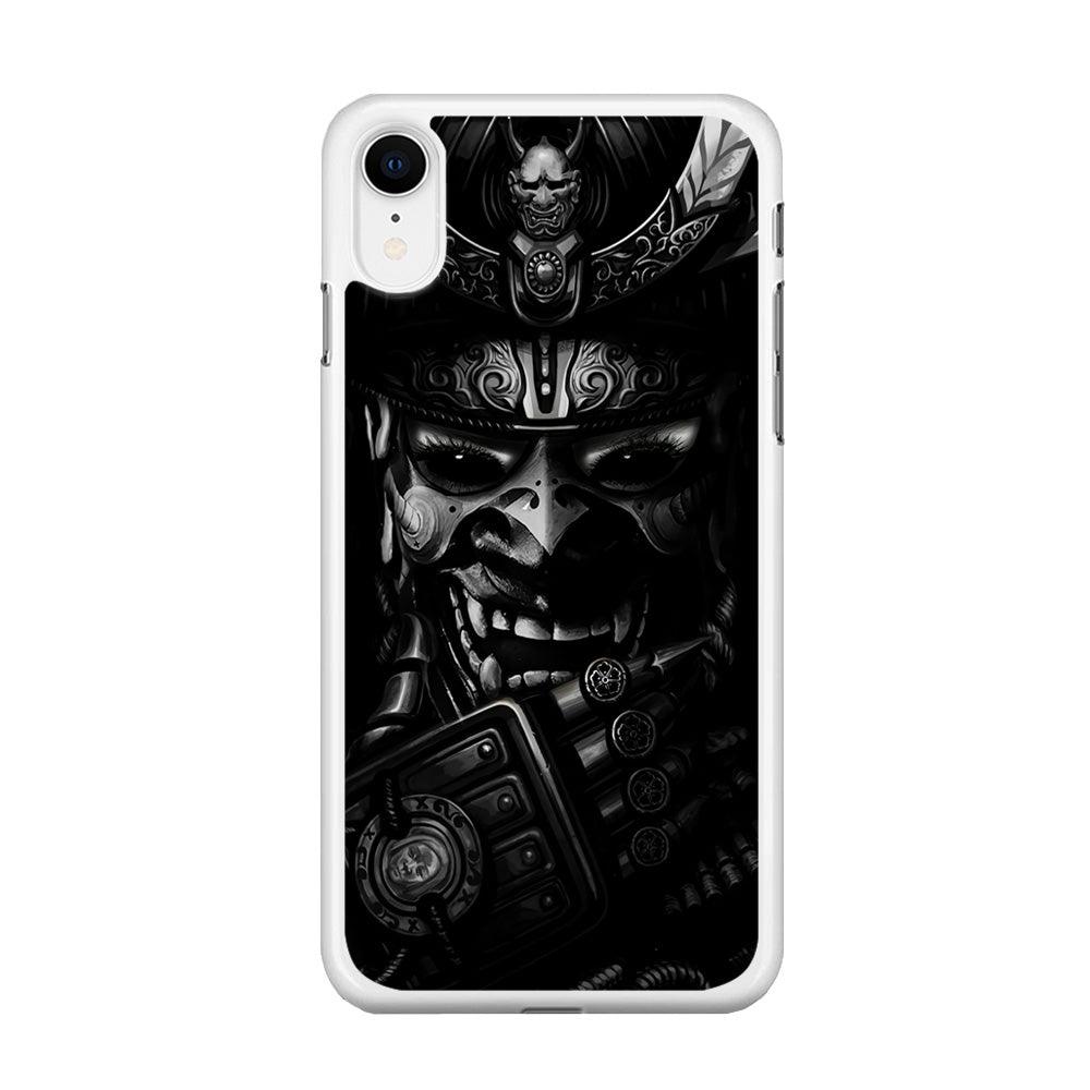 Dark Samurai Smile Mask iPhone XR Case-Rubber / White (2D Case)-Xtracase