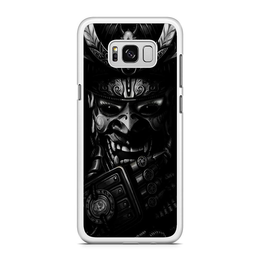 Dark Samurai Smile Mask Samsung Galaxy S8 Case-Rubber / White (2D Case)-Xtracase