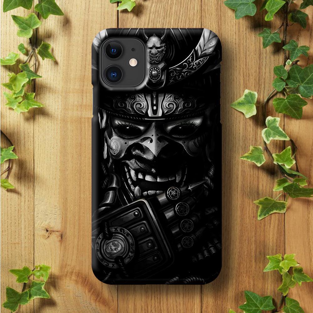 Dark Samurai Smile Mask iPhone 11 Case-Plastic / Full Wrap (3D Case)-Xtracase