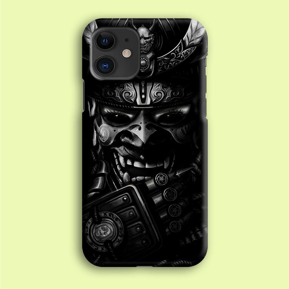Dark Samurai Smile Mask iPhone 12 Mini Case-Plastic / Full Wrap (3D Case)-Xtracase