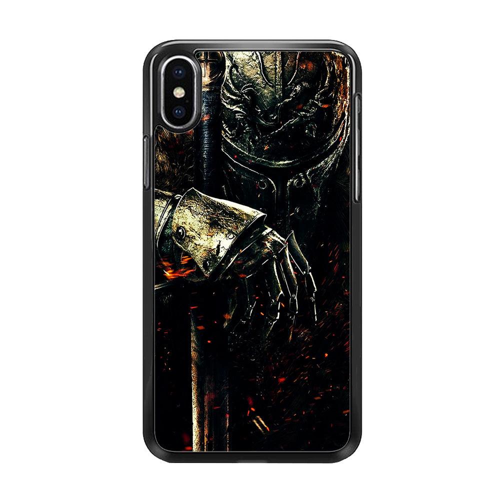 Dark Souls Knight iPhone Xs Case-Rubber / Black (2D Case)-Xtracase