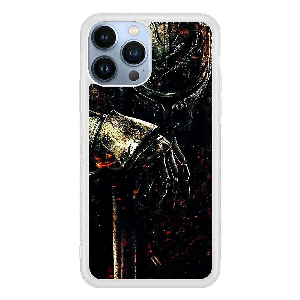 Dark Souls Knight iPhone 13 Pro Max Case-Rubber / White (2D Case)-Xtracase