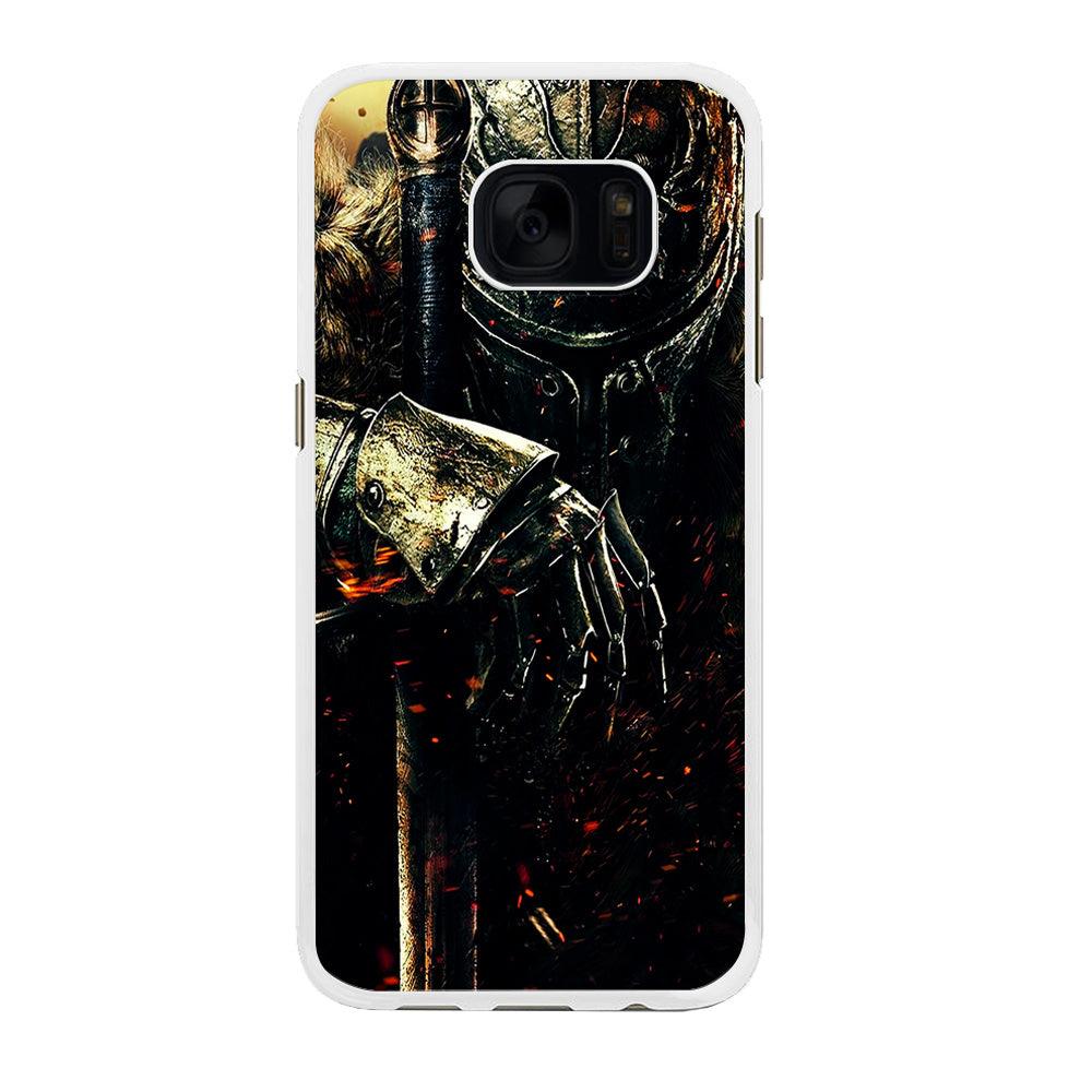 Dark Souls Knight Samsung Galaxy S7 Edge Case-Rubber / White (2D Case)-Xtracase