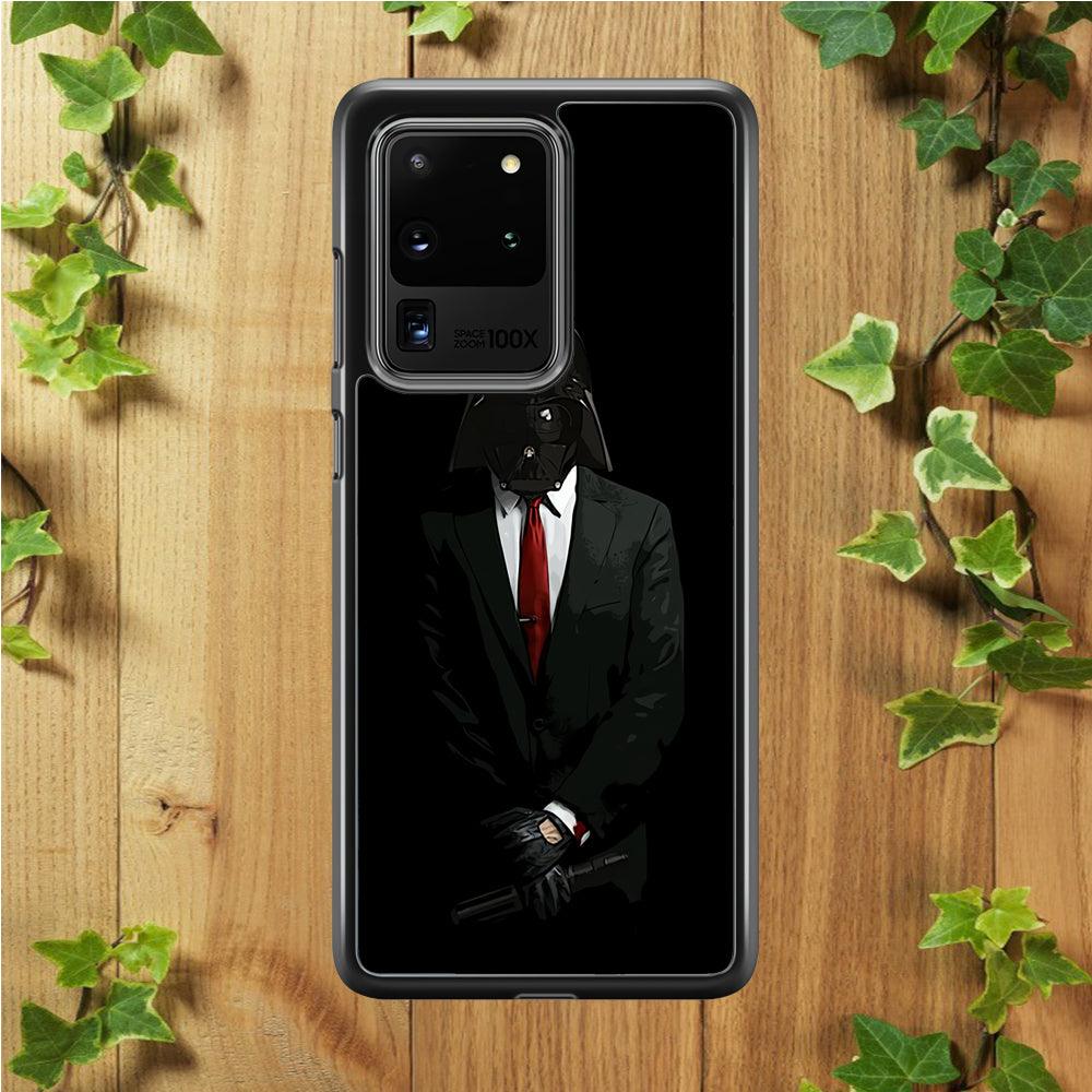 Darth Vader Black Tuxedo Samsung Galaxy S20 Ultra Case-Rubber / White (2D Case)-Xtracase