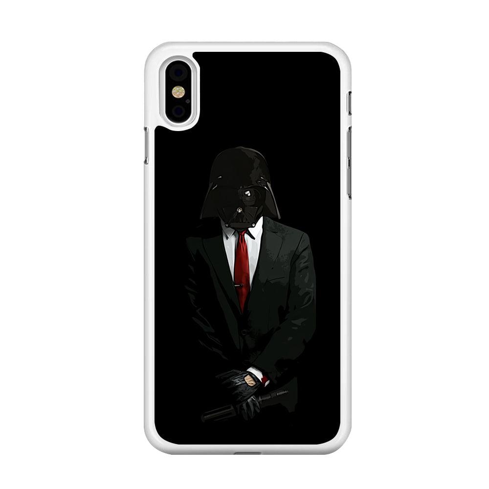 Darth Vader Black Tuxedo iPhone X Case-Rubber / White (2D Case)-Xtracase