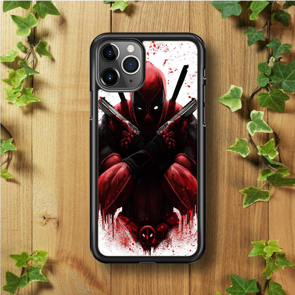 Deadpool Holds Two Guns iPhone 11 Pro Case-Rubber / Black (2D Case)-Xtracase