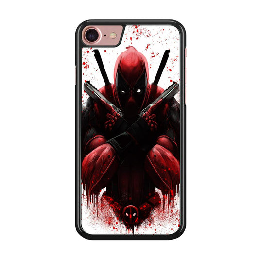 Deadpool Holds Two Guns iPhone SE 2020 Case-Rubber / Black (2D Case)-Xtracase