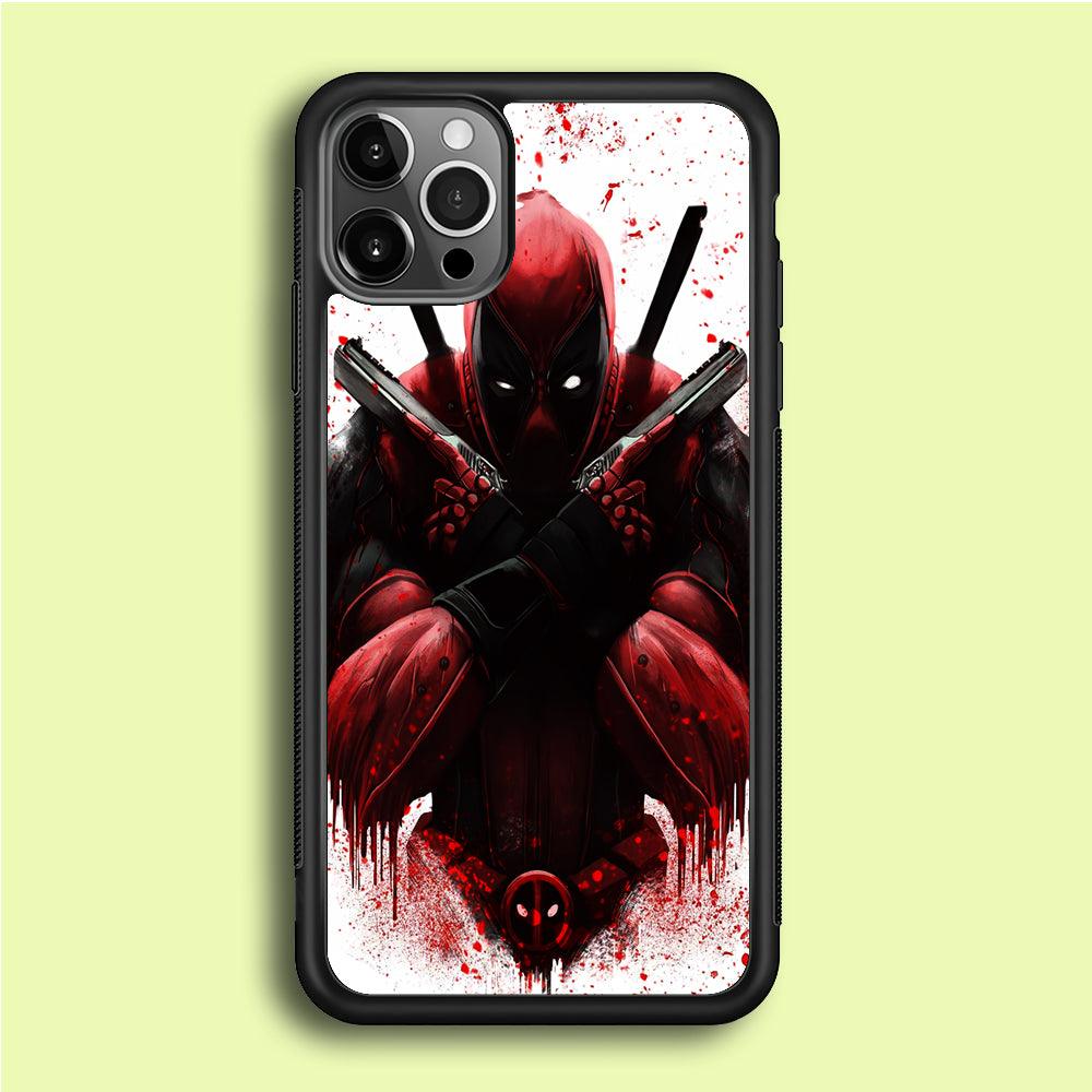 Deadpool Holds Two Guns iPhone 12 Pro Case-Rubber / Black (2D Case)-Xtracase