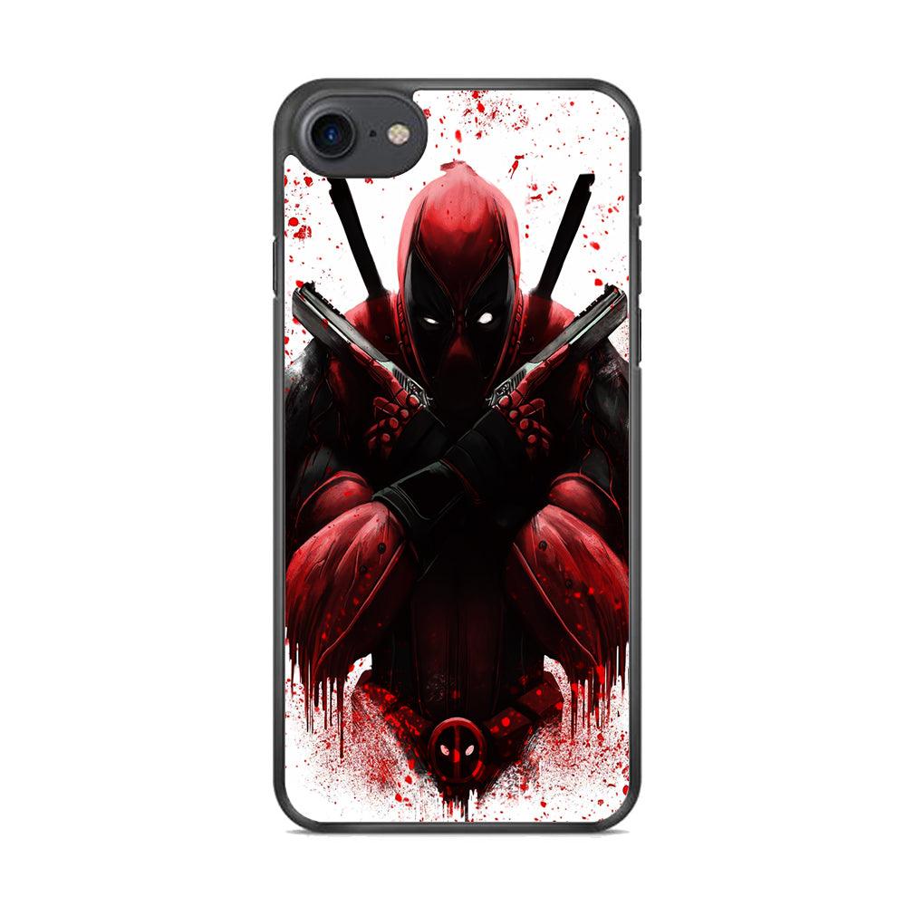 Deadpool Holds Two Guns iPhone 8 Case-Rubber / Black (2D Case)-Xtracase
