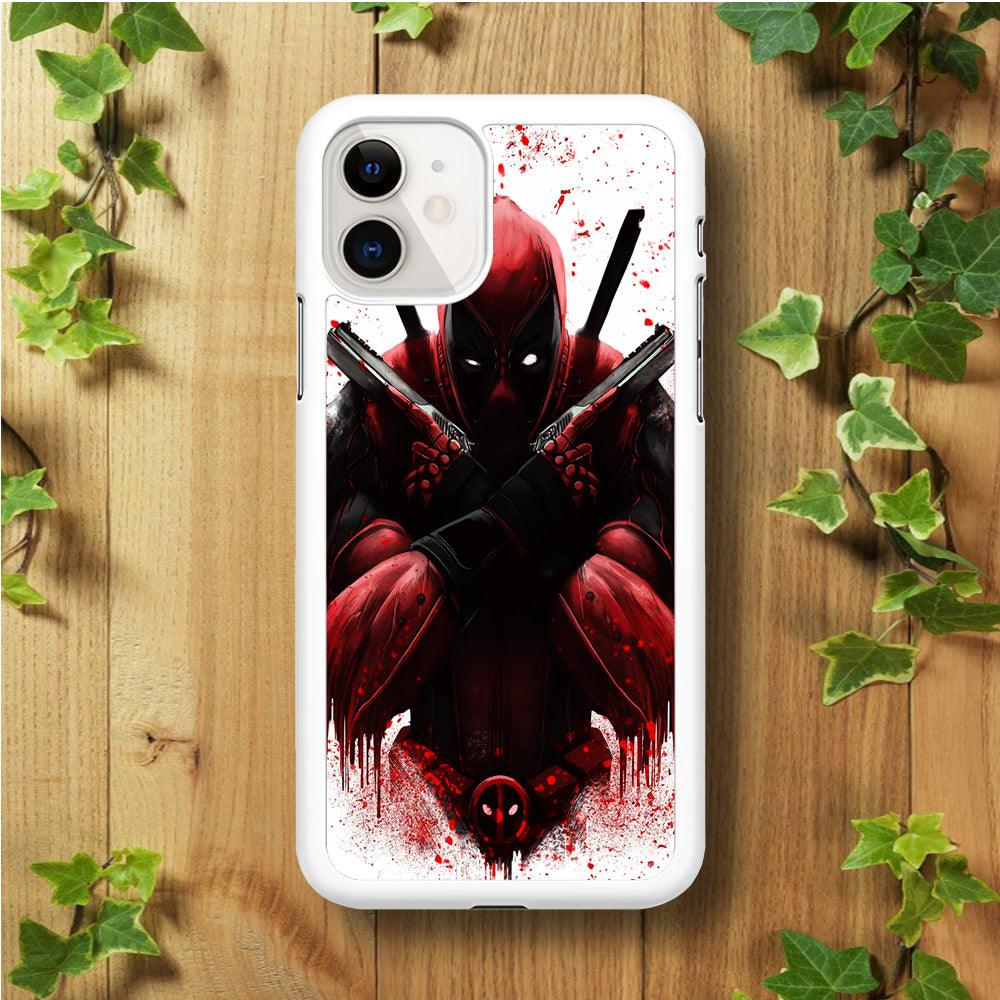 Deadpool Holds Two Guns iPhone 11 Case-Rubber / White (2D Case)-Xtracase