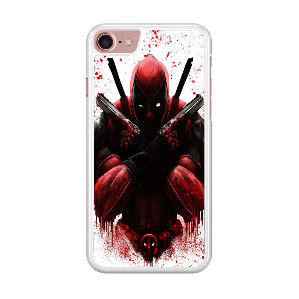 Deadpool Holds Two Guns iPhone SE 2020 Case-Rubber / White (2D Case)-Xtracase