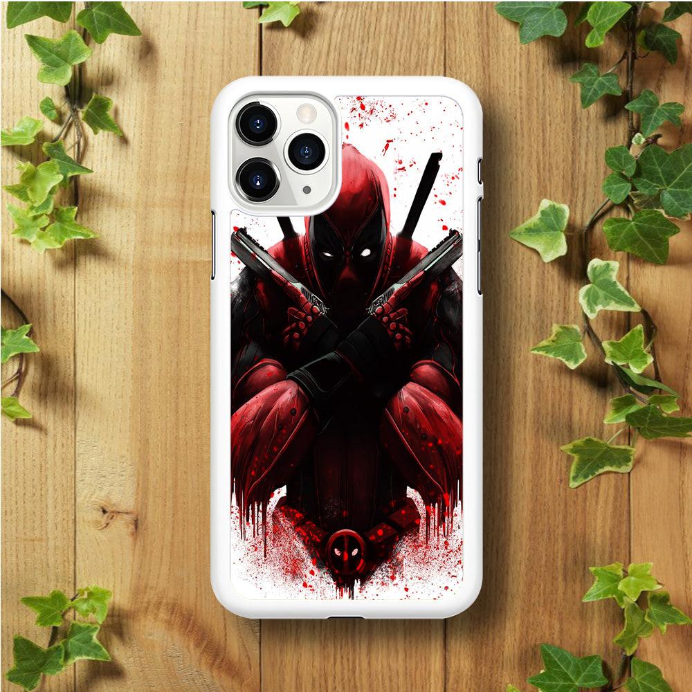 Deadpool Holds Two Guns iPhone 11 Pro Case-Rubber / White (2D Case)-Xtracase