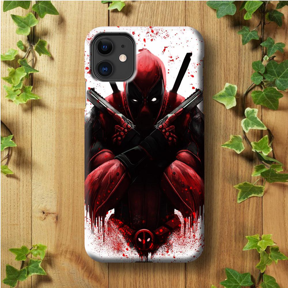Deadpool Holds Two Guns iPhone 11 Case-Plastic / Full Wrap (3D Case)-Xtracase