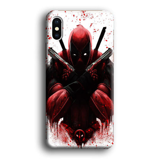 Deadpool Holds Two Guns iPhone X Case-Plastic / Full Wrap (3D Case)-Xtracase