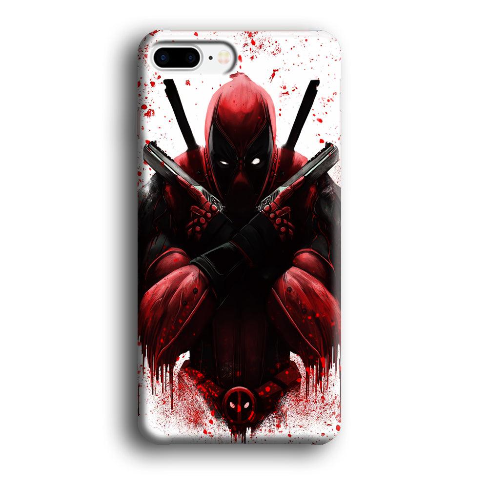 Deadpool Holds Two Guns iPhone 8 Plus Case-Plastic / Full Wrap (3D Case)-Xtracase