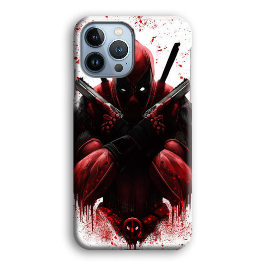Deadpool Holds Two Guns iPhone 13 Pro Max Case-Plastic / Full Wrap (3D Case)-Xtracase