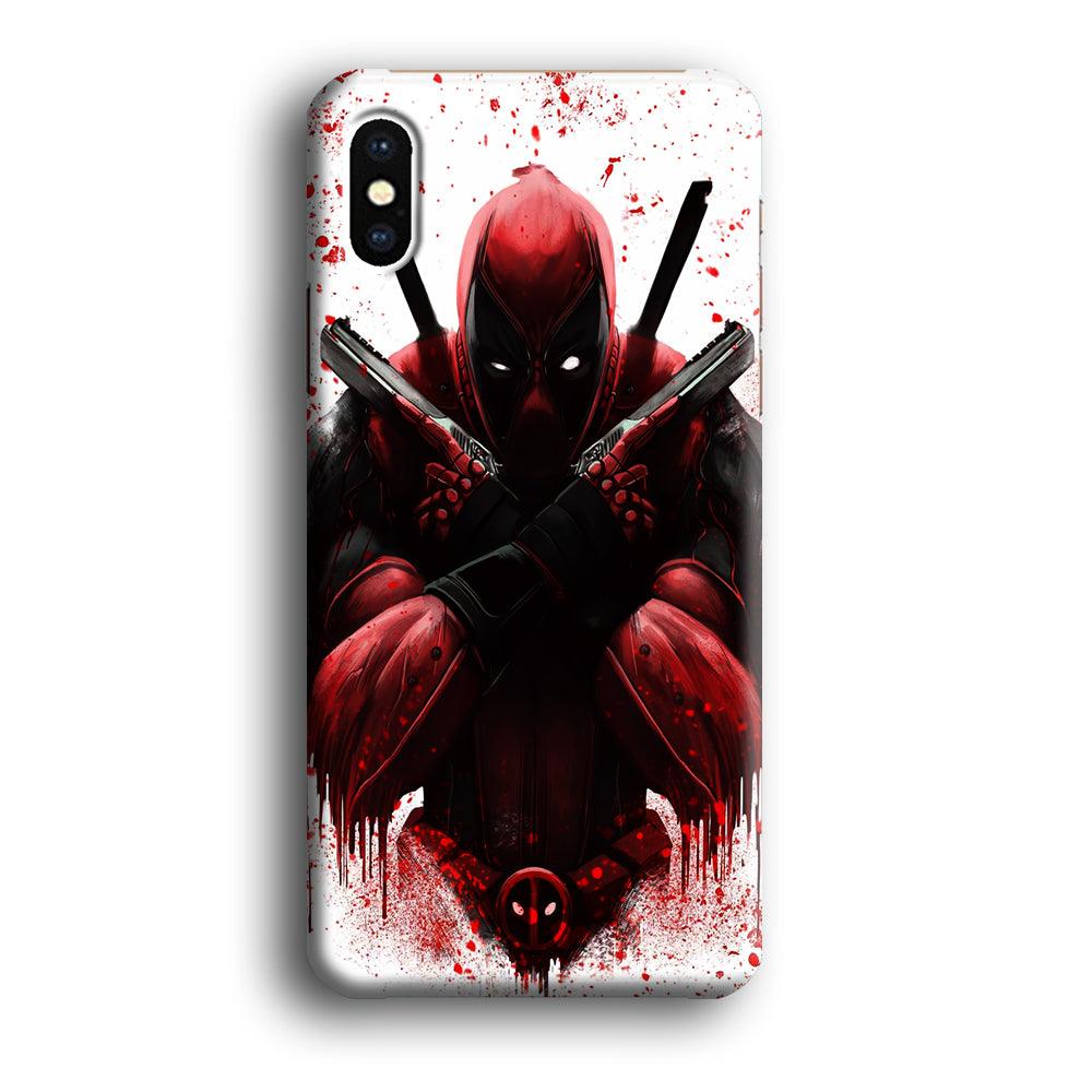 Deadpool Holds Two Guns iPhone Xs Case-Plastic / Full Wrap (3D Case)-Xtracase