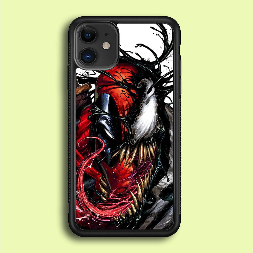 Deadpool and Venom iPhone 12 Case-Rubber / Black (2D Case)-Xtracase
