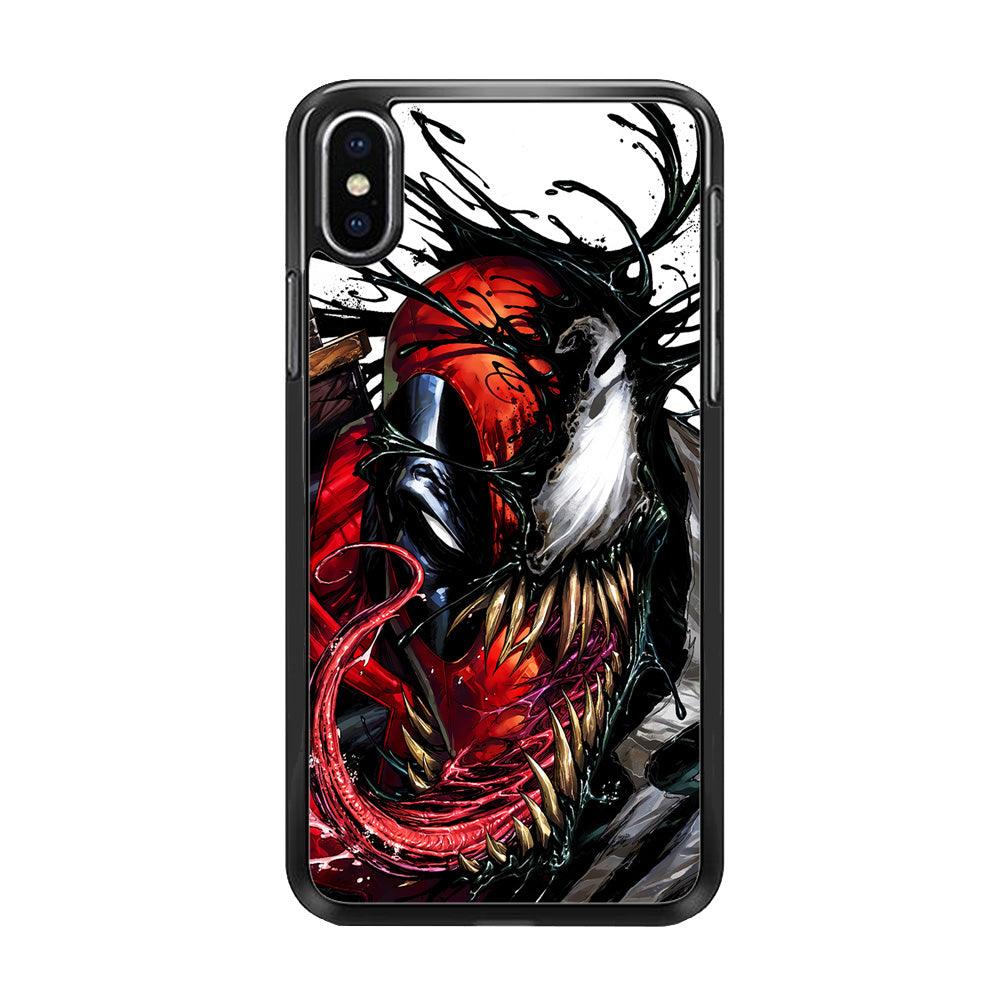 Deadpool and Venom iPhone Xs Case-Rubber / Black (2D Case)-Xtracase
