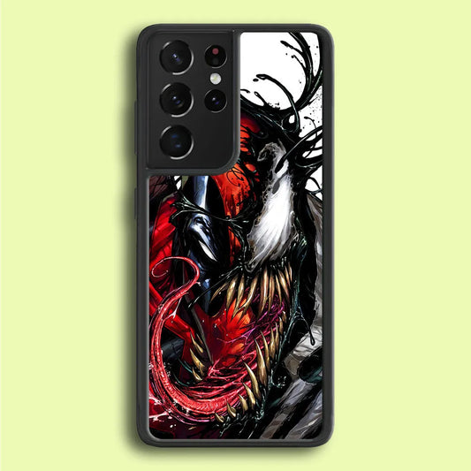 Deadpool and Venom Samsung Galaxy S21 Ultra Case-Rubber / Black (2D Case)-Xtracase