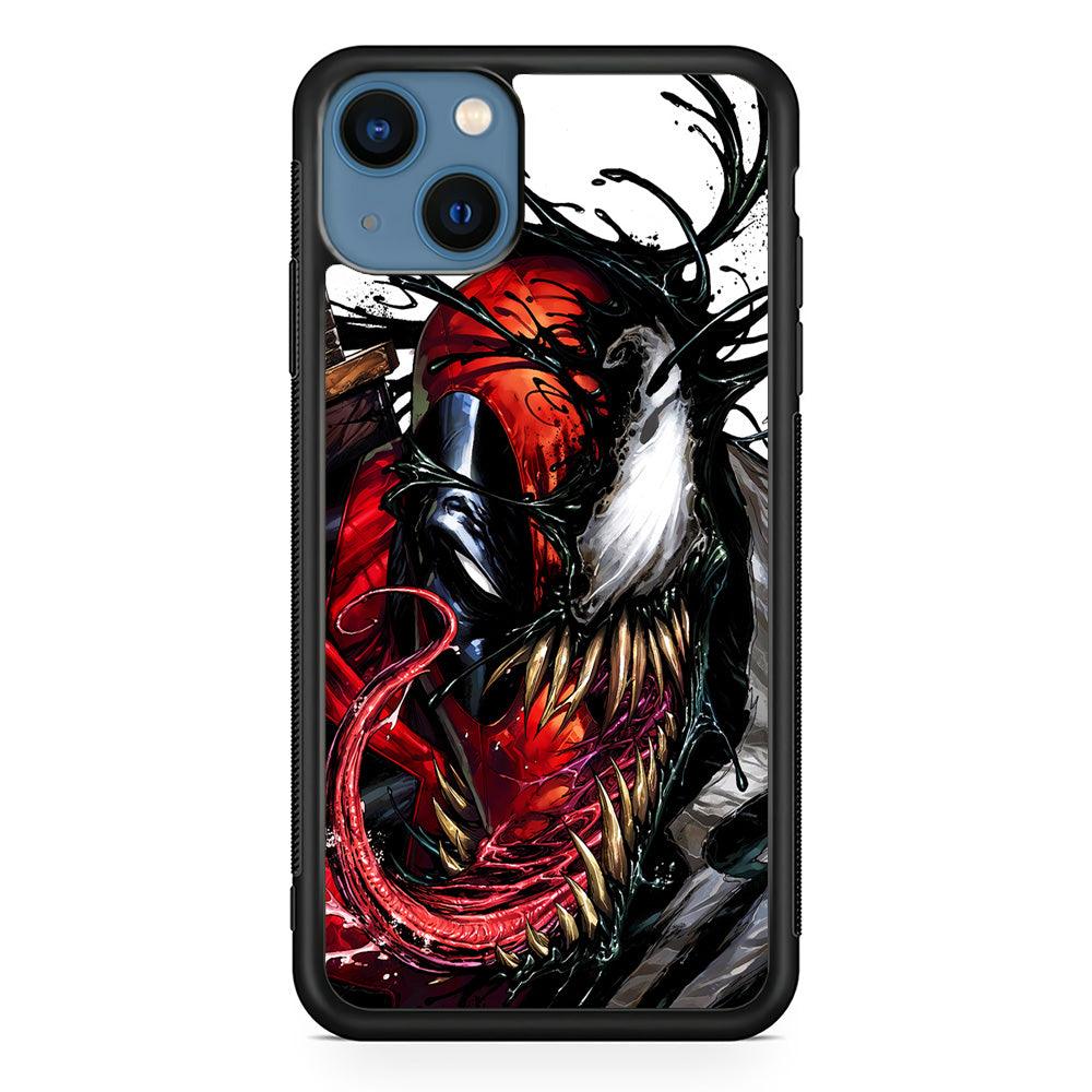 Deadpool and Venom iPhone 13 Case-Rubber / Black (2D Case)-Xtracase