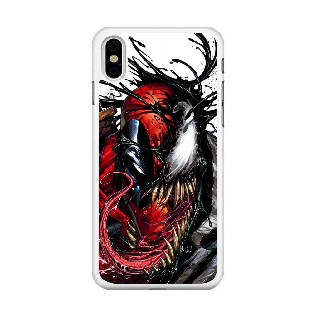 Deadpool and Venom iPhone Xs Case-Rubber / White (2D Case)-Xtracase