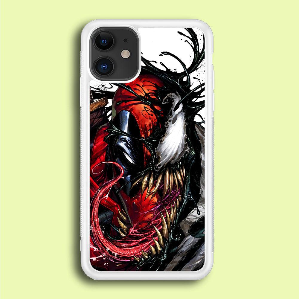 Deadpool and Venom iPhone 12 Case-Rubber / White (2D Case)-Xtracase
