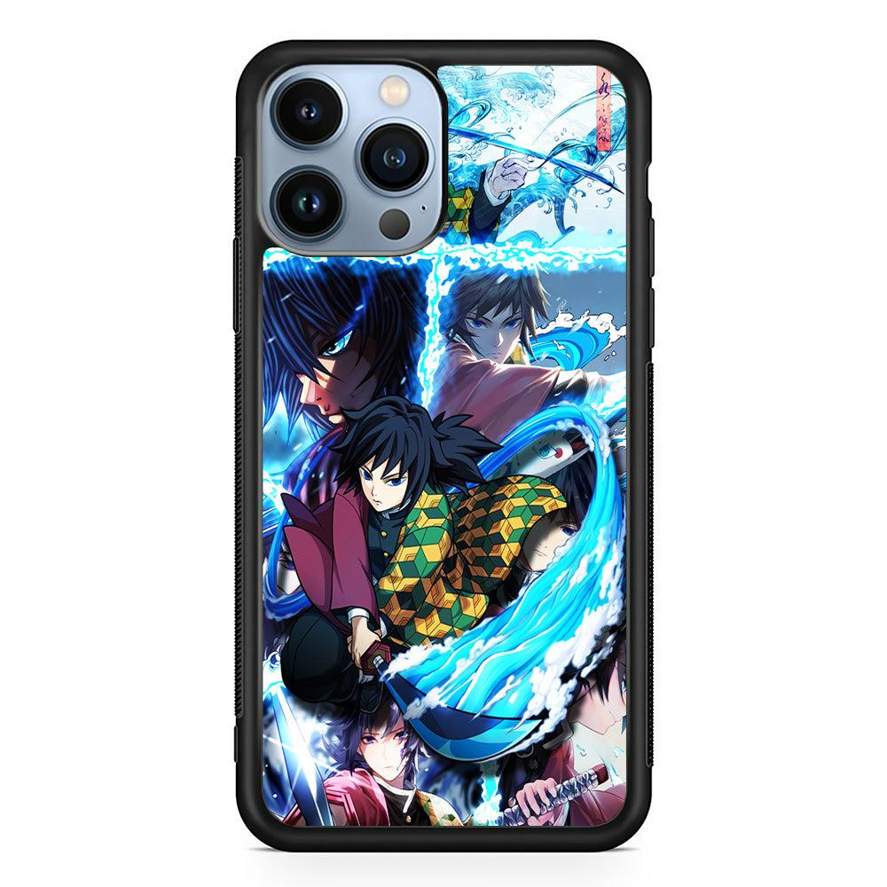 Demon Slayer Giyuu Tomioka iPhone 13 Pro Case-Rubber / Black (2D Case)-Xtracase