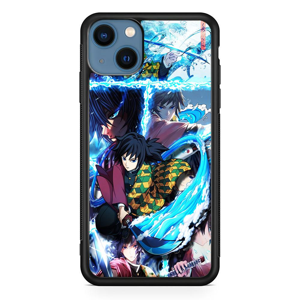 Demon Slayer Giyuu Tomioka iPhone 13 Mini Case-Rubber / Black (2D Case)-Xtracase