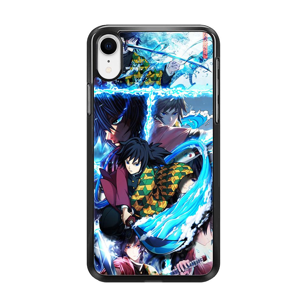 Demon Slayer Giyuu Tomioka iPhone XR Case-Rubber / Black (2D Case)-Xtracase