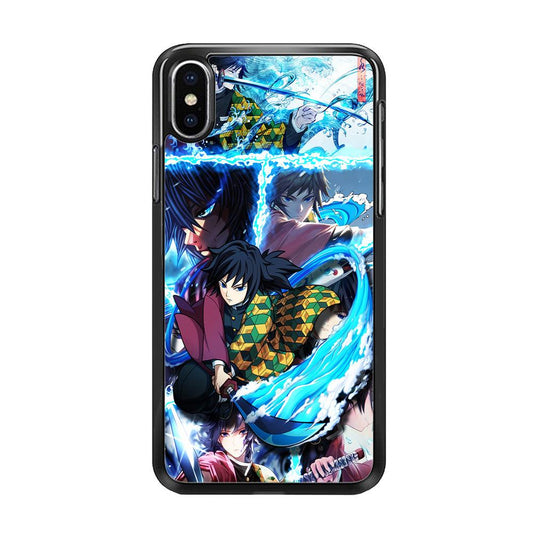 Demon Slayer Giyuu Tomioka iPhone X Case-Rubber / Black (2D Case)-Xtracase