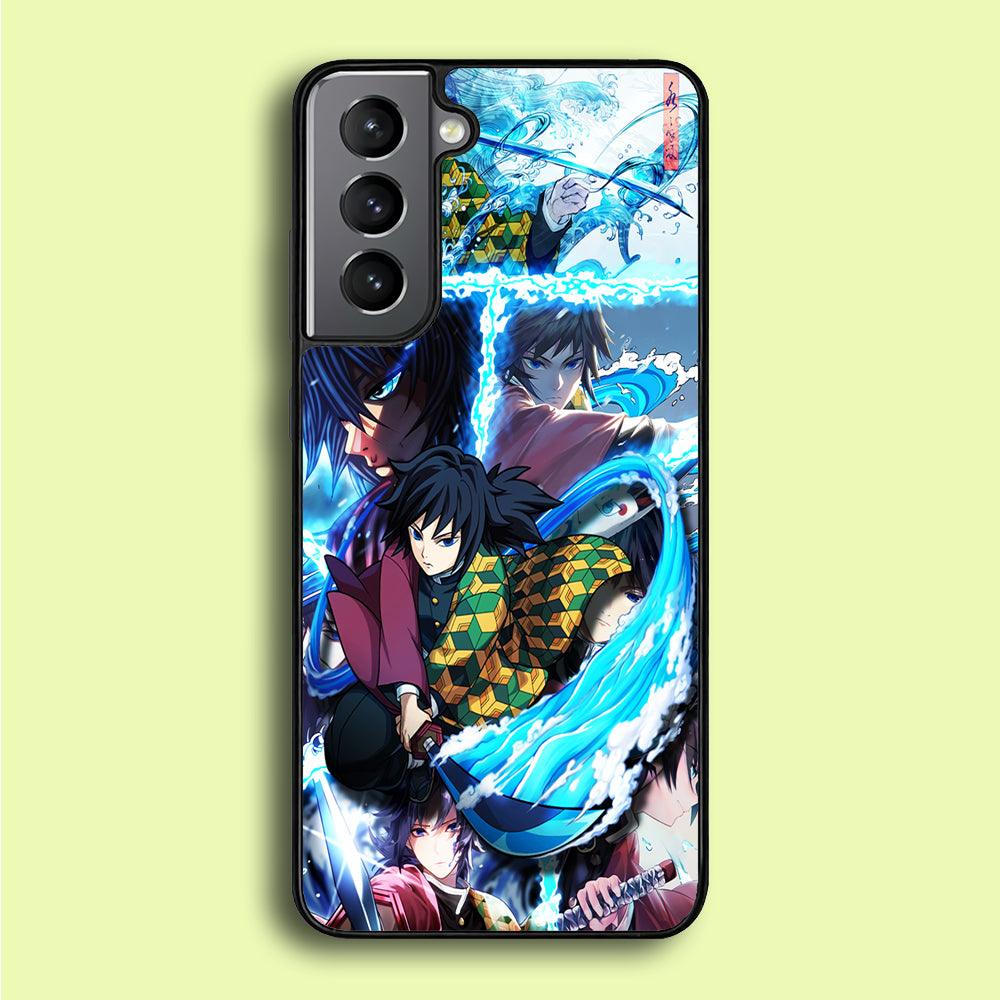 Demon Slayer Giyuu Tomioka Samsung Galaxy S21 Plus Case-Rubber / Black (2D Case)-Xtracase