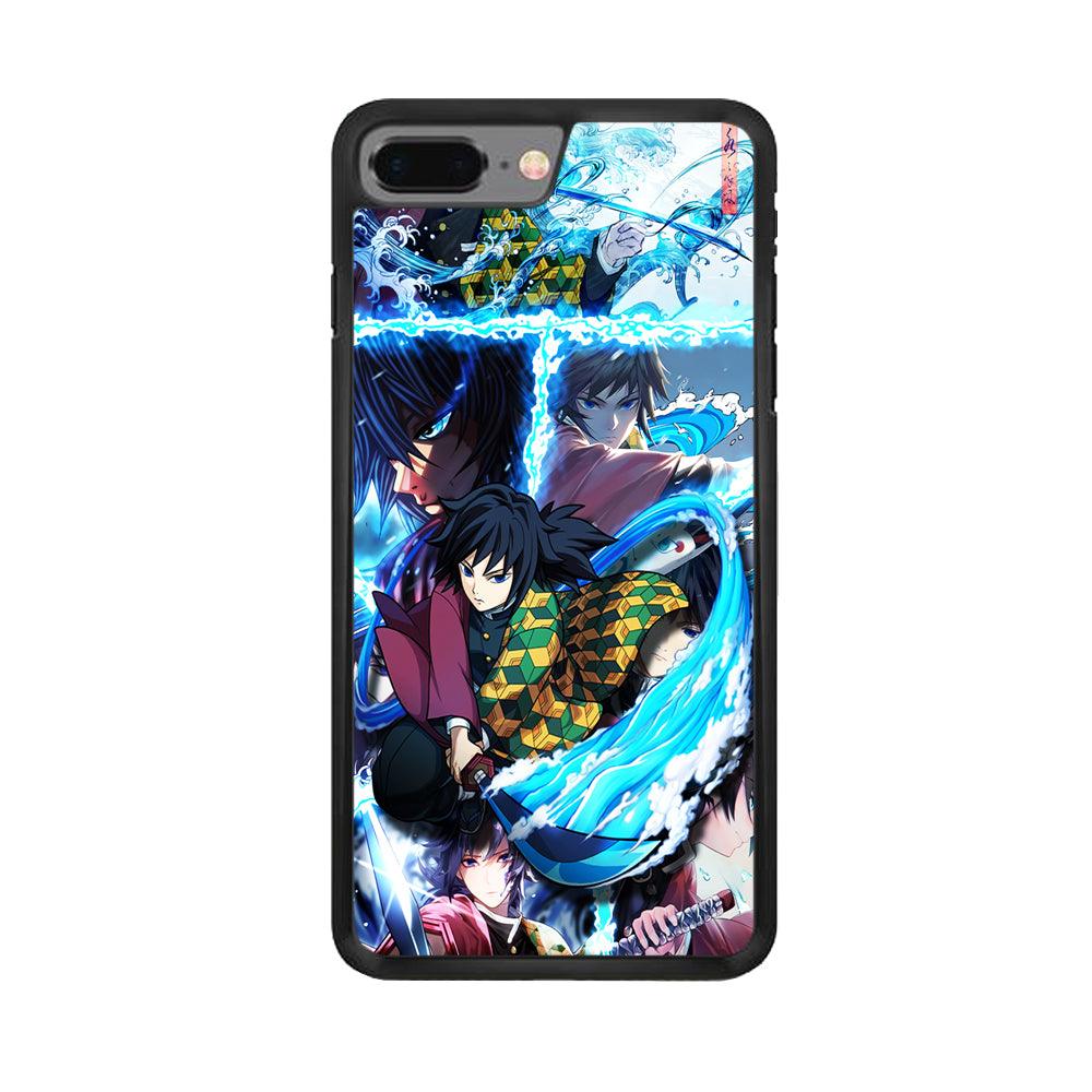 Demon Slayer Giyuu Tomioka iPhone 7 Plus Case-Rubber / Black (2D Case)-Xtracase