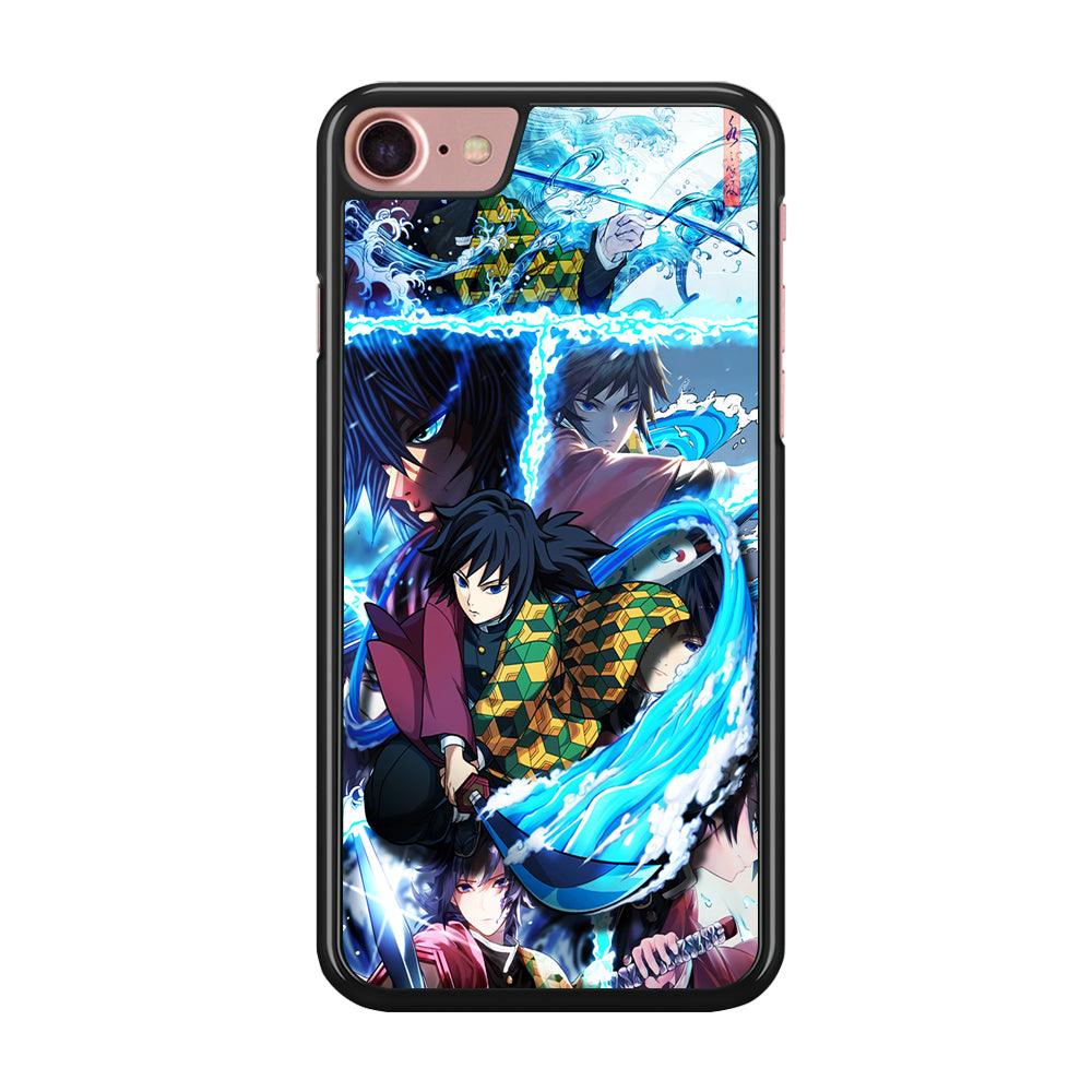 Demon Slayer Giyuu Tomioka iPhone SE 2020 Case-Rubber / Black (2D Case)-Xtracase