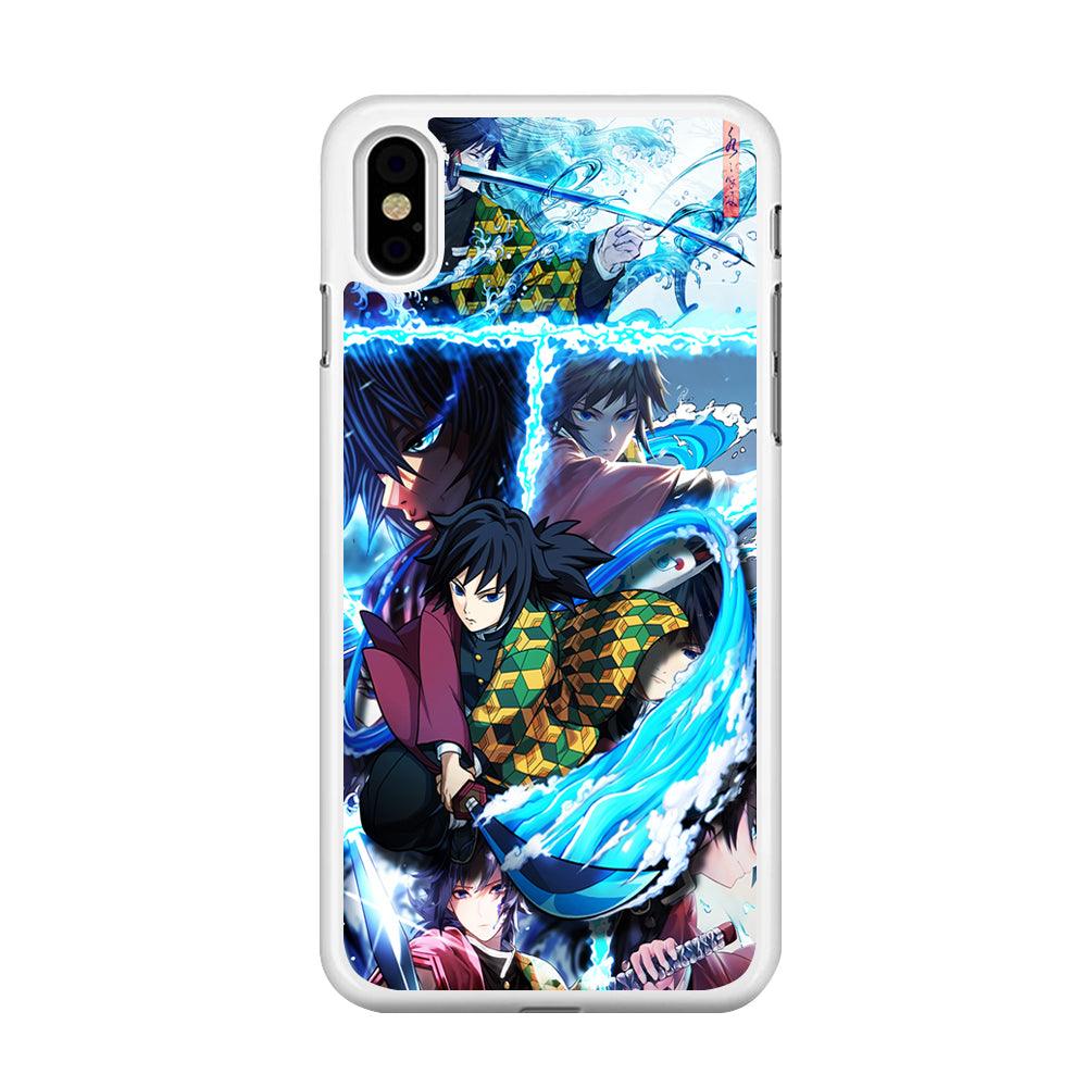 Demon Slayer Giyuu Tomioka iPhone Xs Case-Rubber / White (2D Case)-Xtracase