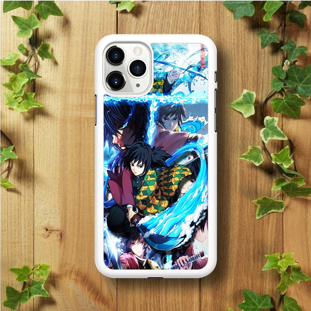 Demon Slayer Giyuu Tomioka iPhone 11 Pro Max Case-Rubber / White (2D Case)-Xtracase