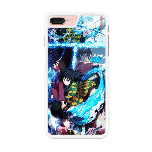 Demon Slayer Giyuu Tomioka iPhone 7 Plus Case-Rubber / White (2D Case)-Xtracase