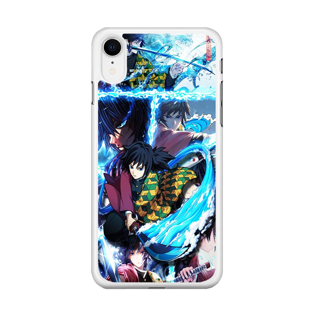 Demon Slayer Giyuu Tomioka iPhone XR Case-Rubber / White (2D Case)-Xtracase