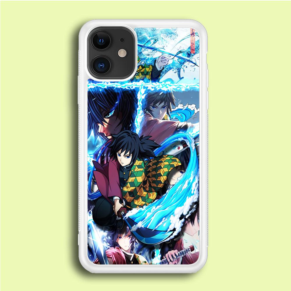 Demon Slayer Giyuu Tomioka iPhone 12 Case-Rubber / White (2D Case)-Xtracase
