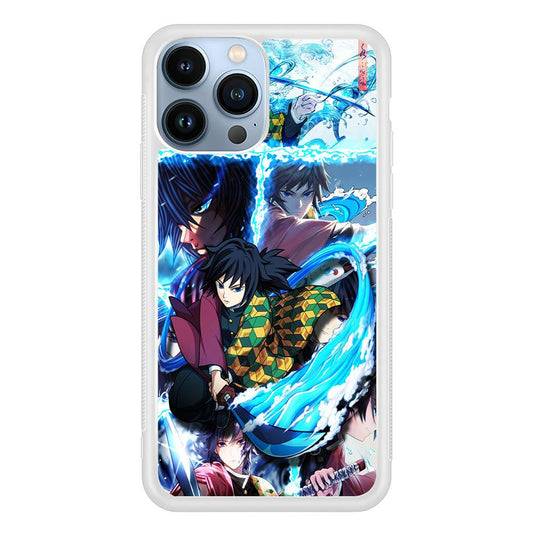 Demon Slayer Giyuu Tomioka iPhone 13 Pro Max Case-Rubber / White (2D Case)-Xtracase