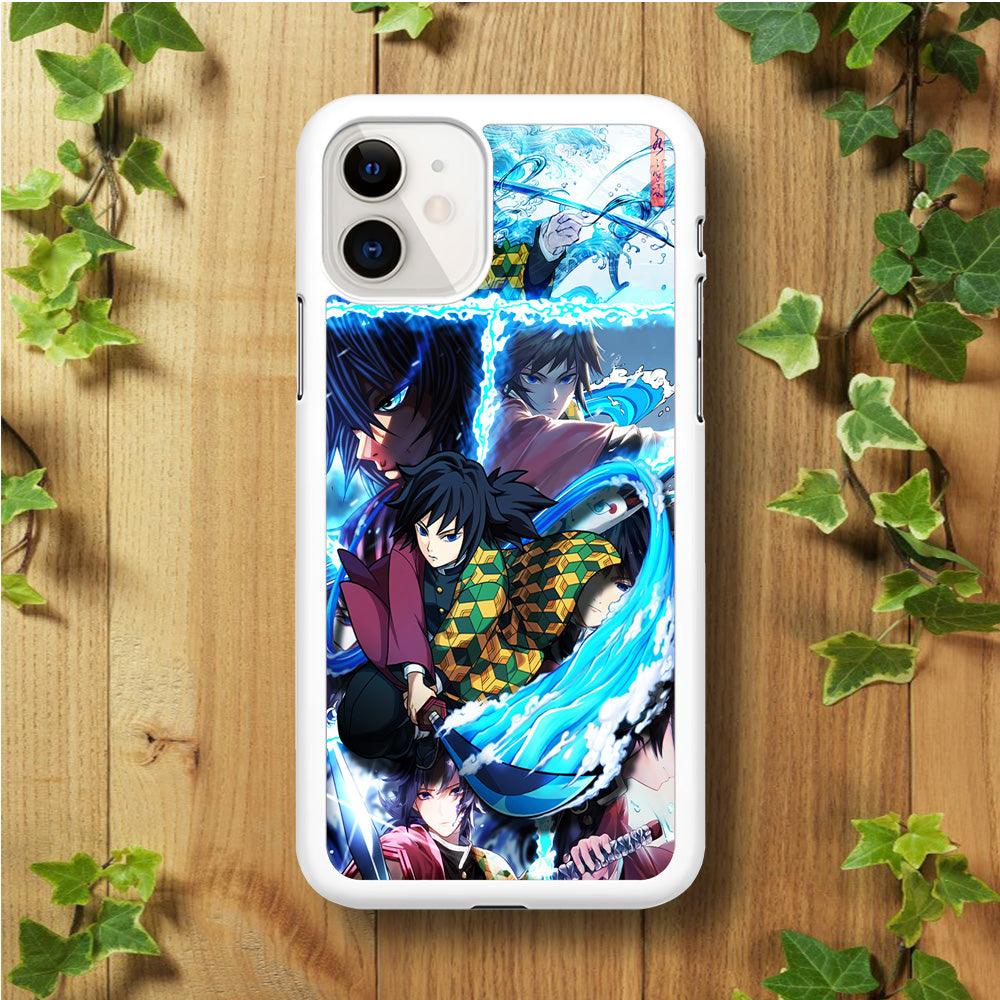 Demon Slayer Giyuu Tomioka iPhone 11 Case-Rubber / White (2D Case)-Xtracase