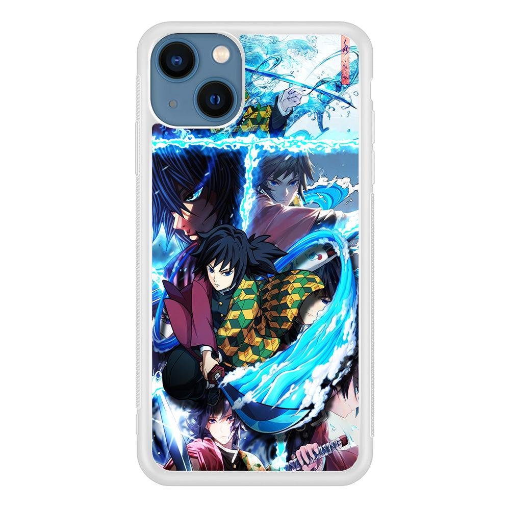 Demon Slayer Giyuu Tomioka iPhone 13 Mini Case-Rubber / White (2D Case)-Xtracase