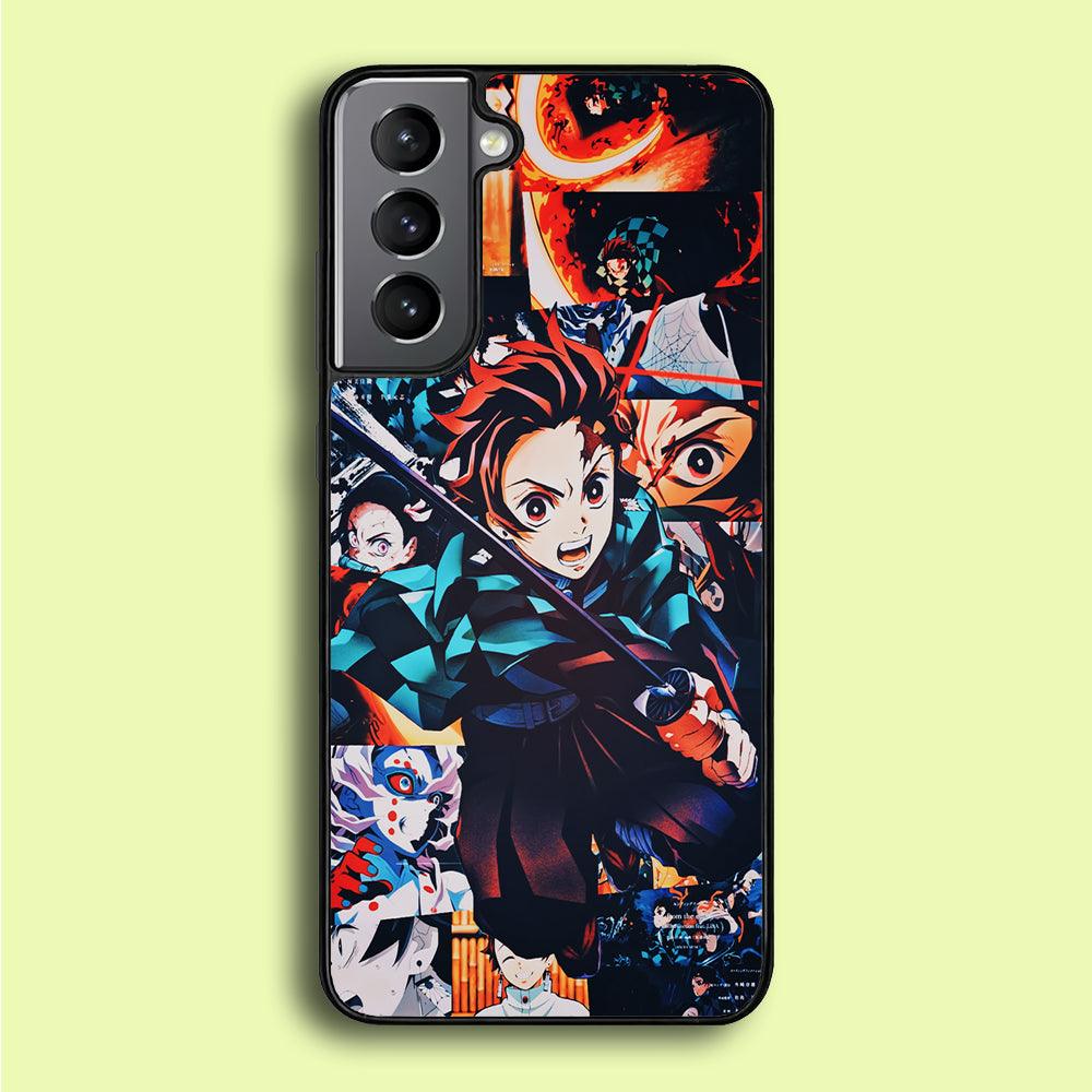 Demon Slayer Tanjiro Aesthetic Samsung Galaxy S21 Plus Case-Rubber / White (2D Case)-Xtracase