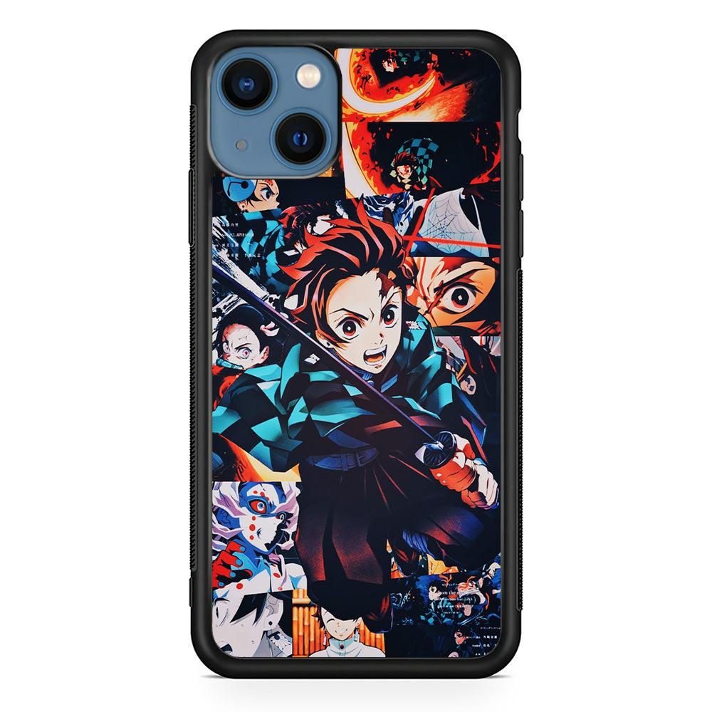 Demon Slayer Tanjiro Aesthetic iPhone 13 Case-Rubber / Black (2D Case)-Xtracase