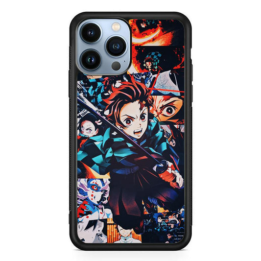 Demon Slayer Tanjiro Aesthetic iPhone 13 Pro Case-Rubber / Black (2D Case)-Xtracase