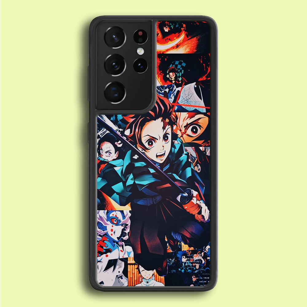 Demon Slayer Tanjiro Aesthetic Samsung Galaxy S25 Ultra Case-Rubber / White (2D Case)-Xtracase
