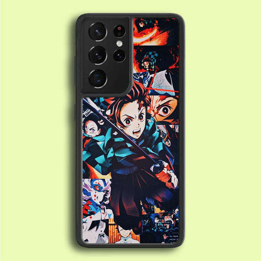Demon Slayer Tanjiro Aesthetic Samsung Galaxy S21 Ultra Case-Rubber / White (2D Case)-Xtracase